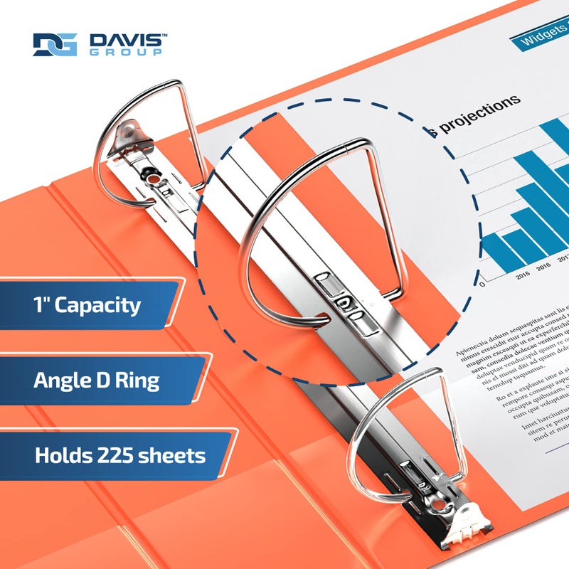Davis Group Premium Economy 6-Pack 3-Ring Binders for School or Office, D-Ring Binders, 1 Inch, Orange - Image 2